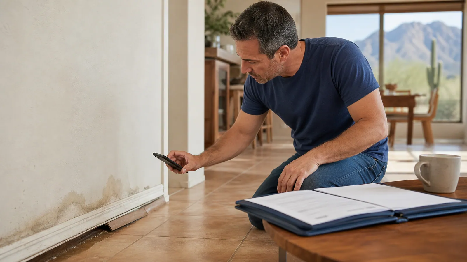 Arizona homeowners policy beside documented indoor water damage