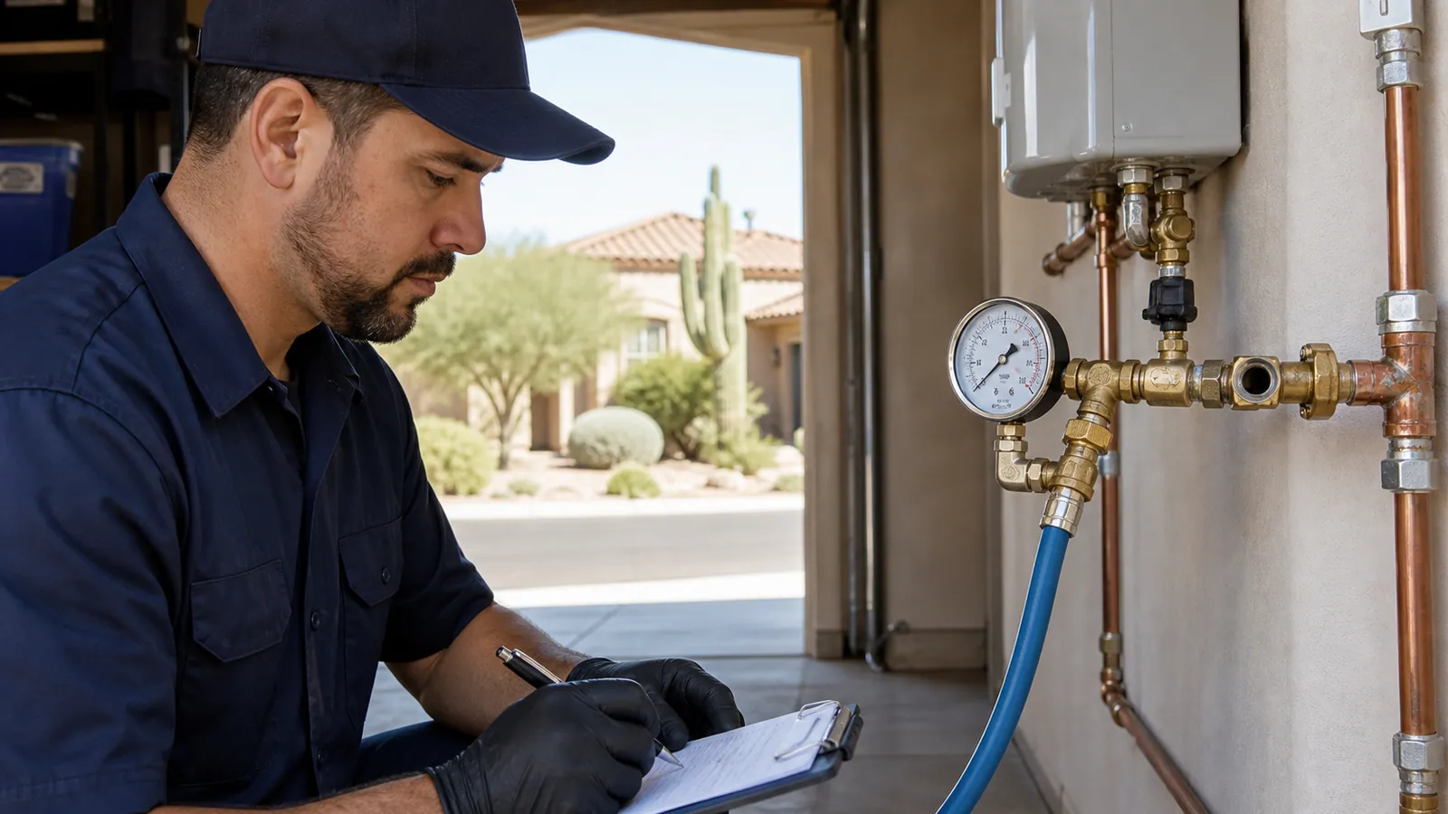 Pressure gauge used to isolate a cold-water plumbing leak