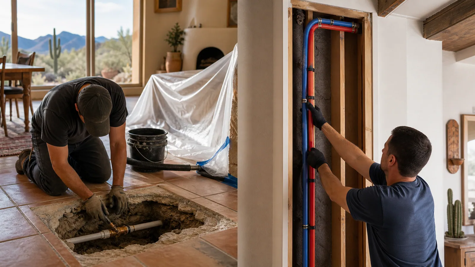 Comparison of direct hot-water slab repair and water-line rerouting